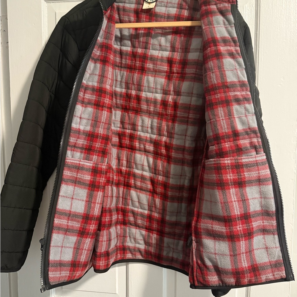 Men's L Voyager Black Polar Fleece Lines Puffer Jacket - Picture 2 of 4